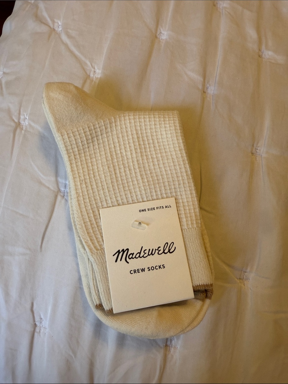 Madewell Ivory Waffle Crew Socks
